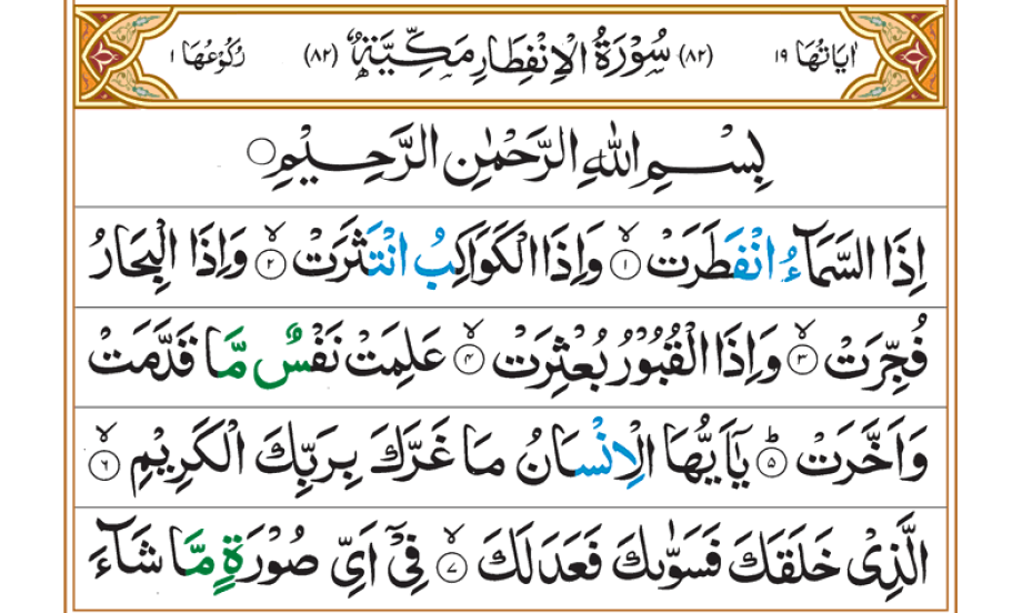 Surah Infitar 01