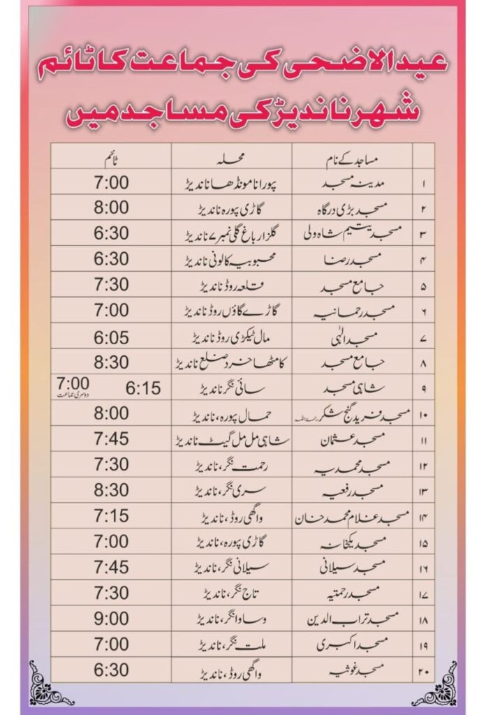 Nanded Eid Al Azah Namaz Timing